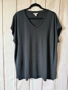 Orvis Classic Collection Black V-Neck Cap Sleeve Top Size XL